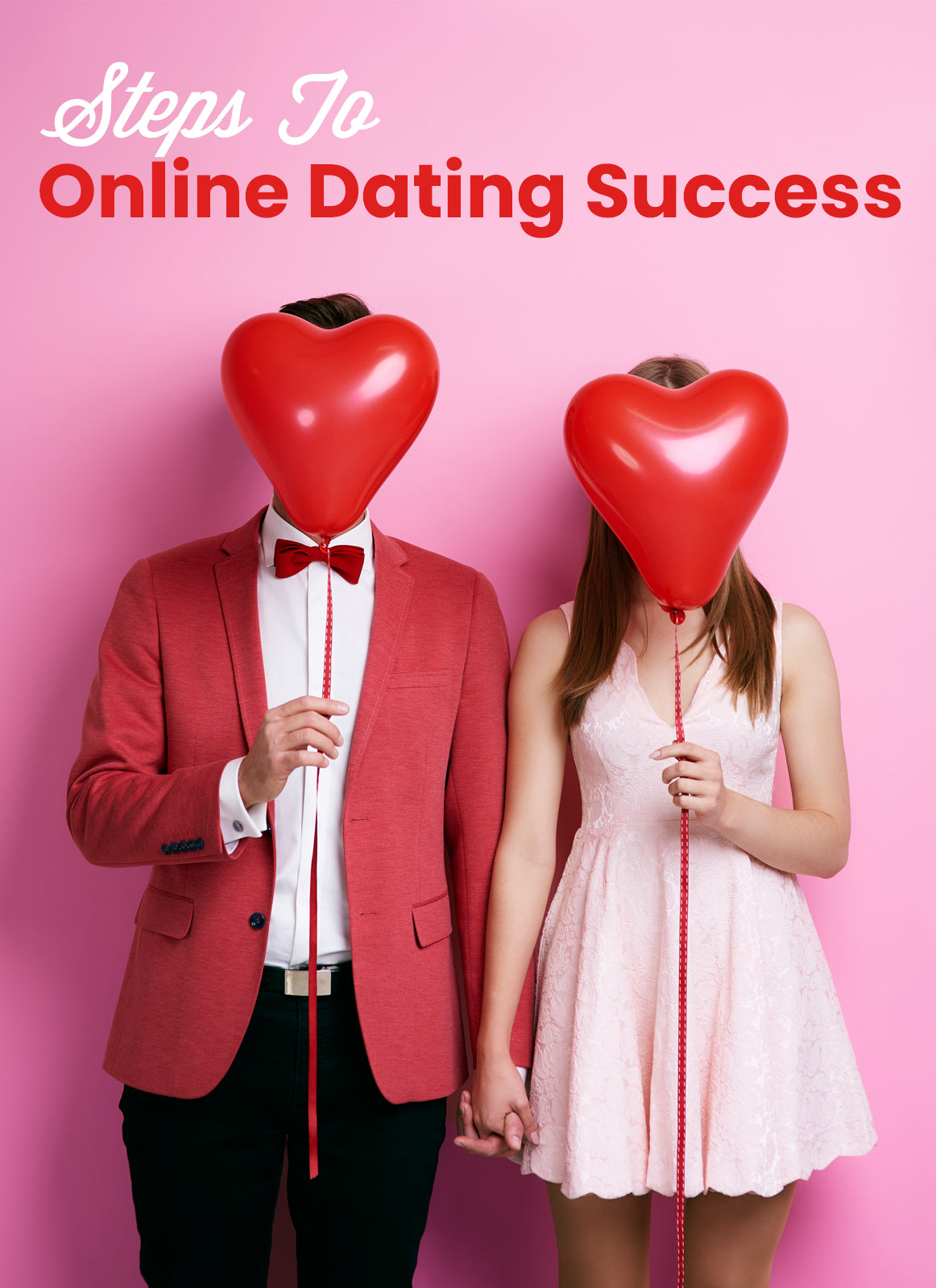 Online dating guide cover, playful eBook visual promoting safe and successful match-making tips