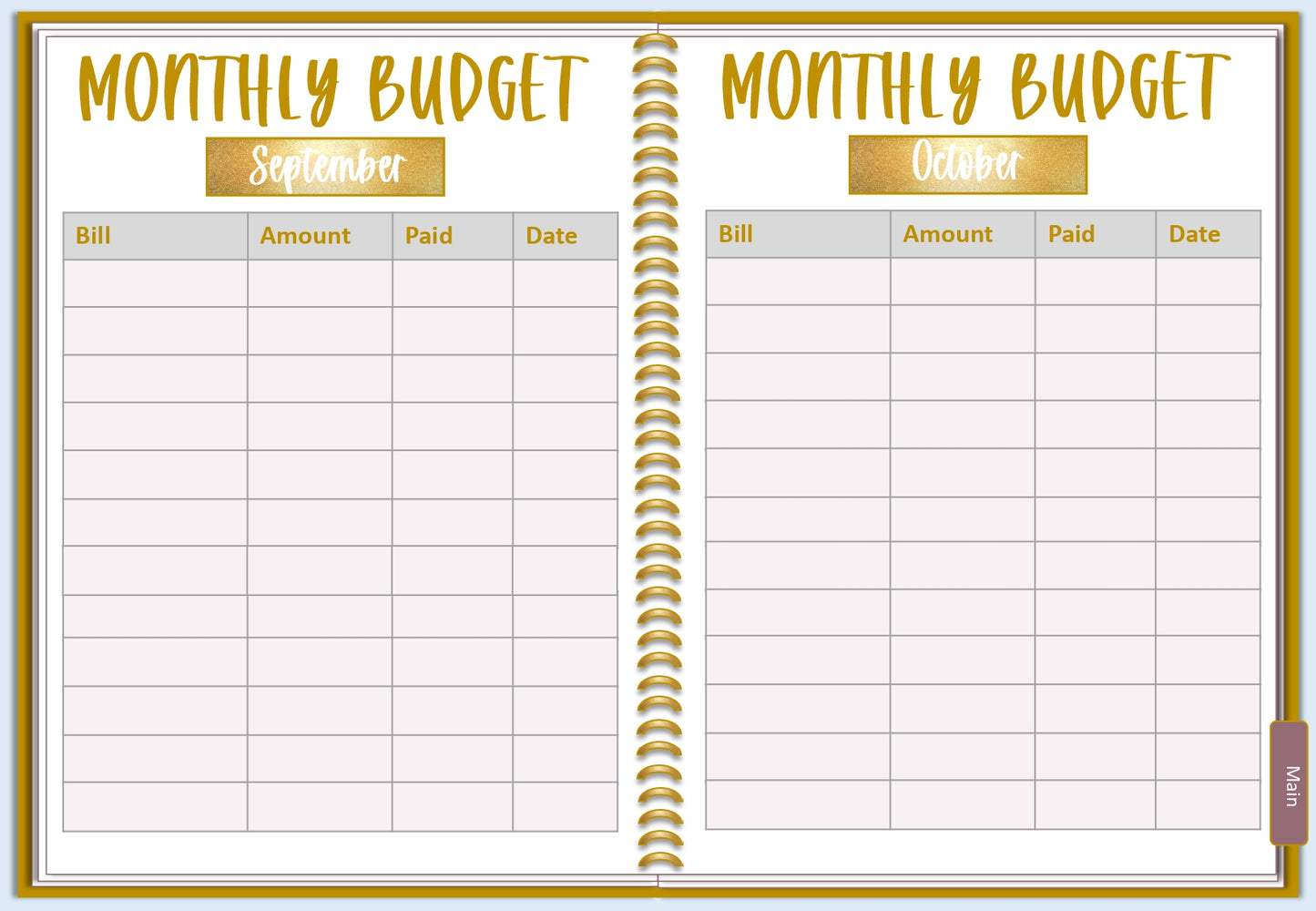 Gold & White Digital Planner • Undated • Hyperlinked • iPad GoodNotes